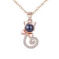 Brass Miniature Projection Necklace, with Glass, with 1inch extender chain, plated, adjustable & oval chain & for woman & with rhinestone, more colors for choice, nickel, lead & cadmium free, 10.60x16.50mm, Sold Per Approx 16.5 Inch Strand