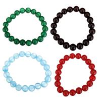 Dyed Jade bracelet, Rond, normes différentes pour le choix, plus de couleurs à choisir, Longueur:Environ 8 pouce, 10Strandstoron/lot, Vendu par lot