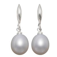 Freshwater Pearl Earrings, sterling silver earring hook, white, 8-9mm, Sold By Pair