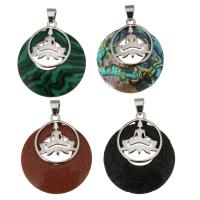Brass Jewelry Pendants with Gemstone platinum color plated Approx Sold By PC