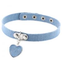 Denim Collar, with Tibetan Style, Heart, for woman, mixed colors, 16mm, 27x27mm, Length:Approx 13.3 Inch, 10PCs/Lot, Sold By Lot