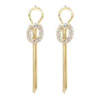 Tibetan Style Tassel Earring, plated, for woman & with rhinestone, more colors for choice, nickel, lead & cadmium free, 85x17mm, Sold By Pair
