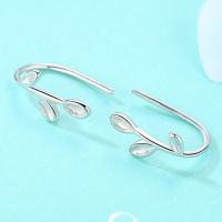 Brass Earring Leaf silver color plated for woman nickel lead & cadmium free Sold By Pair