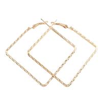 Iron Hoop Earring Rhombus gold color plated nickel lead & cadmium free Sold By Pair