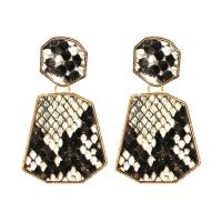 Zinc Alloy Drop Earrings with PU Leather gold color plated for woman nickel lead & cadmium free Sold By Pair
