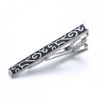 Tie Clip, Copper Alloy, silver color plated, for man & enamel, 56x6mm, Sold By PC
