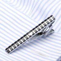 Tie Clip, Brass, silver color plated, for man & enamel, nickel, lead & cadmium free, 56x6mm, Sold By PC