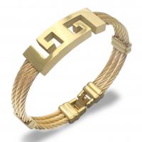 Edelstahl Schmuck Armband, Geometrisches Muster, plattiert, für Frau & hohl, keine, 40x15mm, verkauft per ca. 8.7 ZollInch Strang