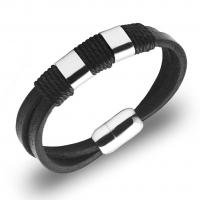 PU Leather Bracelet, with Titanium Steel, plated, different styles for choice & for man, Sold By Strand