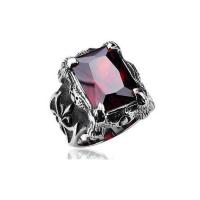 Titanium Steel Finger Ring with Ruby & for man & faceted & blacken Sold By PC