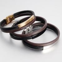 PU Leather Bracelet with Titanium Steel plated & for man 185mm 205mm 220mm Sold By Strand