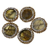 Natural Labradorite Beads, with Rhinestone Clay Pave, faceted, 20x5mm, Hole:Approx 0.5mm, 10PCs/Lot, Sold By Lot