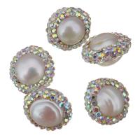 Freshwater Pearl Beads, with Rhinestone Clay Pave, Nuggets, random style, 14-15x15-17x11mm, Hole:Approx 0.5mm, 10PCs/Lot, Sold By Lot