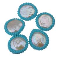 Natürliche kultivierte Süßwasserperlen Perle, mit Harz, Klumpen, zufällig gesendet, 21-22x21-25x5-7mm, Bohrung:ca. 0.5mm, 10PCs/Menge, verkauft von Menge