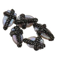 Natürliche kultivierte Süßwasserperlen Perle, mit Ton, Klumpen, zufällig gesendet, 13-15x21-23x10-12mm, Bohrung:ca. 0.5mm, 10PCs/Menge, verkauft von Menge