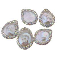 Freshwater Pearl Beads with Rhinestone Clay Pave Nuggets random style 19-20x24-26x4-8mm Approx 0.5mm Sold By Lot