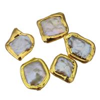 Freshwater Pearl Beads, Nuggets, gold color plated, random style, 14-19x17-20x4-7mm, Hole:Approx 0.5mm, 10PCs/Lot, Sold By Lot