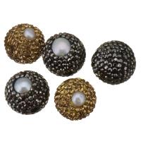 Cultured Baroque Freshwater Pearl Beads, with Rhinestone Clay Pave, random style, 16mm, Hole:Approx 1mm, 10PCs/Lot, Sold By Lot