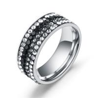 Rhinestone Stainless Steel Finger Ring, different size for choice & for woman & with rhinestone, Sold By PC