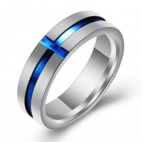 Hombres de acero inoxidable anillo del dedo, chapado, diverso tamaño para la opción & para hombre & esmalte, azul, 6mm, Vendido por UD