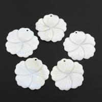 Natural White Shell Medálok, Virág, fehér, 37x2mm, Lyuk:Kb 1.5mm, 10PC-k/Bag, Által értékesített Bag