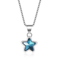 Brass Jewelry Pendants with Crystal Star platinum plated for woman blue nickel lead & cadmium free 8mm 16mm Approx 1-3mm Sold By PC