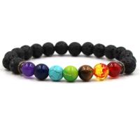 Natural Lava with Mixed Gemstone Bracelet & Unisex 8mm Approx 7.5 Inch Sold By Lot