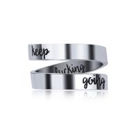 Stainless Steel Double Finger Ring, with letter pattern & for woman, original color, 4.5mm, 1.5mm, US Ring Size:9, Sold By PC