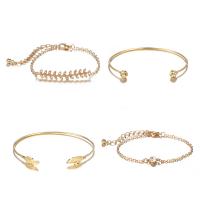 Zinc Alloy Jewelry Sets bangle & bracelet with 2inch extender chain gold color plated adjustable & oval chain & for woman & with rhinestone nickel lead & cadmium free Inner Approx 65mm Length Approx 6.4 Inch Sold By Lot