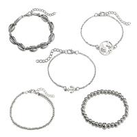 Zinc Alloy Bracelet Set with Waxed Cotton Cord with 2inch extender chain silver color plated adjustable & oval chain & for woman nickel lead & cadmium free Length Approx 6.6-7.4 Inch Sold By Lot