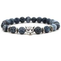 Black Agate Bracelets, with Elastic Thread & Tibetan Style, plated, Unisex & different styles for choice, 8mm, Length:Approx 7.5 Inch, 10Strands/Lot, Sold By Lot