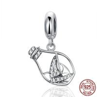 Thailand Sterling Silver Pendants, Bottle, micro pave cubic zirconia & without troll, 15x21mm, Hole:Approx 4.5-5mm, Sold By PC
