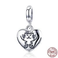 Thailand Sterling Silver Pendants, Heart, without troll, 10x19mm, Hole:Approx 4.5-5mm, Sold By PC