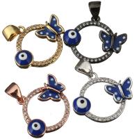 Brass Pendant Butterfly plated evil eye pattern & micro pave cubic zirconia & enamel nickel lead & cadmium free Approx Sold By Lot