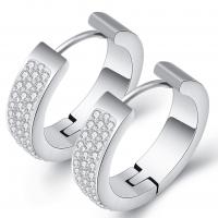 Stainless Steel Lever Back Earring with Rhinestone Clay Pave for woman Sold By Pair