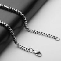 Collier de bijoux en acier inoxydable, acier inoxydable 316L, longueur différente pour le choix & unisexe & chaîne de boîte, Vendu par Environ 19.6 pouce brin
