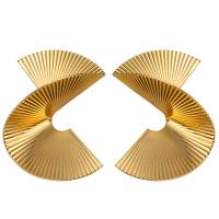 Zinc Alloy Stud Earring Fan gold color plated for woman nickel lead & cadmium free Sold By PC