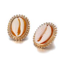 Zinc Alloy Stud Earring with White Shell Shell gold color plated for woman nickel lead & cadmium free Sold By PC