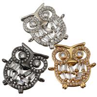 Brass Jewelry Connector Owl plated micro pave cubic zirconia & 1/1 loop nickel lead & cadmium free Approx 1mm Sold By Lot