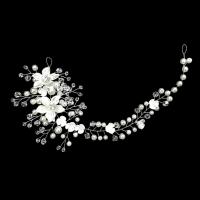 Braut Haar Blumen, Messing, mit Kristall & Kunststoff Perlen & Acryl, silberfarben plattiert, frei von Nickel, Blei & Kadmium, 260x75mm, verkauft von PC