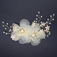 Cink Alloy Kljun Clip, s Gaza & Kristal & Plastična Pearl, zlatna boja pozlaćen, za svadba, nikal, olovo i kadmij besplatno, 140x60mm, Prodano By PC