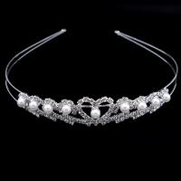 Bridal Hair Band, Tibetan Style, with Plastic Pearl, silver color plated, for bridal & different styles for choice & with rhinestone, nickel, lead & cadmium free, 130mm, Sold By PC
