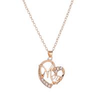 Zinc Alloy smykker halskæde, Heart, forgyldt, oval kæde & for kvinde & med rhinestone, flere farver til valg, nikkel, bly & cadmium fri, 26mm, Solgt Per Ca. 18.5 inch Strand