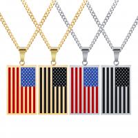 Stainless Steel Jewelry Necklace, 316L Stainless Steel, Rectangle, plated, oval chain & for man & enamel, more colors for choice, 22x51mm, Sold Per Approx 23.6 Inch Strand