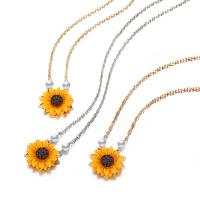Tibetan Style Jewelry Necklace, with Resin, with 0.78inch extender chain, Sunflower, plated, adjustable & oval chain & for woman, more colors for choice, nickel, lead & cadmium free, 25mm, Sold Per Approx 17.3 Inch Strand
