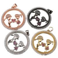 Cubic Zirconia Micro Pave Brass Pendant, plated, micro pave cubic zirconia, more colors for choice, 28x30x3mm, 5PCs/Lot, Sold By Lot