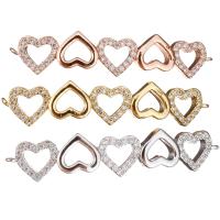 Brass Jewelry Connector Heart plated micro pave cubic zirconia & 1/1 loop nickel lead & cadmium free Approx 1mm Sold By Lot