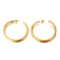 Stainless Steel Hoop Earring, gold color plated, for woman, 47x4mm, Sold By Pair