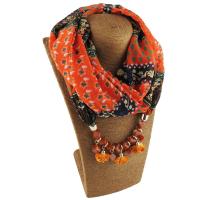 Zinc Alloy foulard pendentifs, Mousseline de soie, avec résine & alliage de zinc, Placage, pour femme, plus de couleurs à choisir, Vendu par Environ 66.9 pouce brin