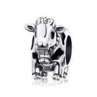 925 Sterling Silver European Beads, Cow, without troll & enamel, 10x6mm, Hole:Approx 4.5-5mm, Sold By PC